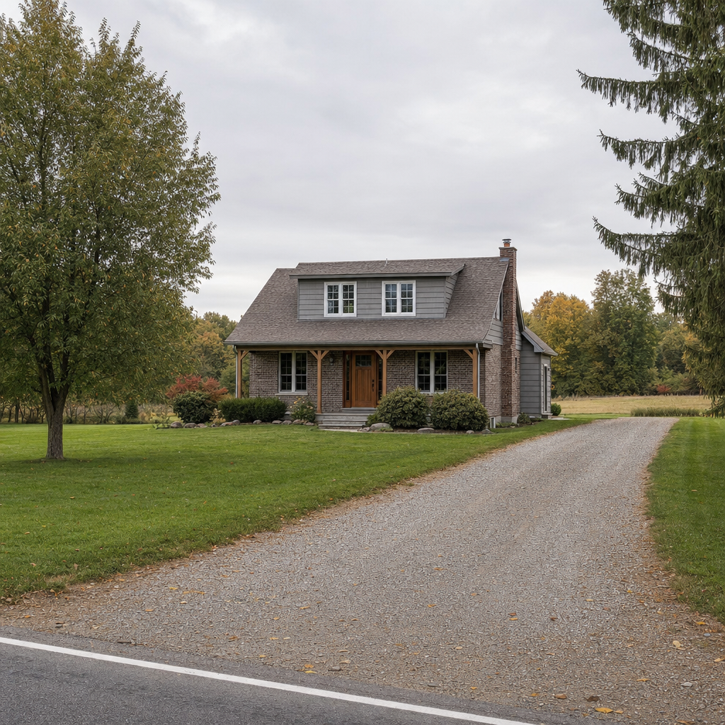 A calm single-family home exterior on a quiet Bakersfield street, representing the household size and daily water use that decides how often a septic tank needs pumping